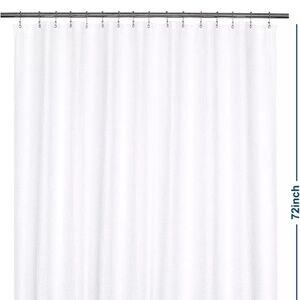 Honeycomb Waffle Weave Fabric Shower Curtain White 108” Wide X 72” Long Washable
